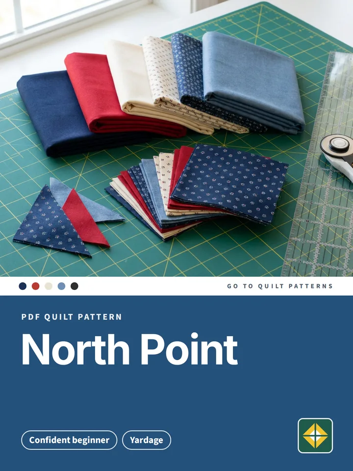 North Point Quilt pattern cover: photo of yardage on a cutting mat